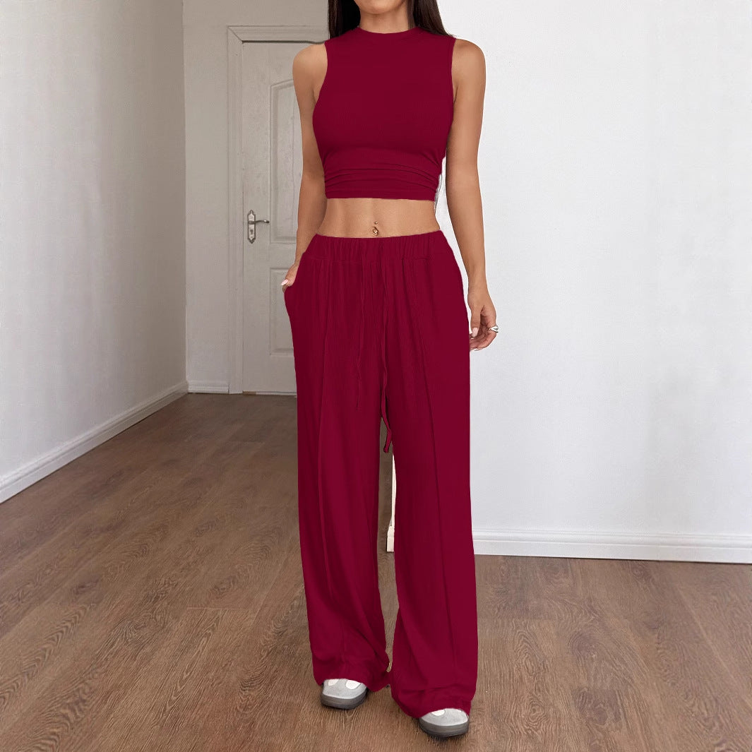 Damen Modisches Crop-Top mit lockerer Hose EB