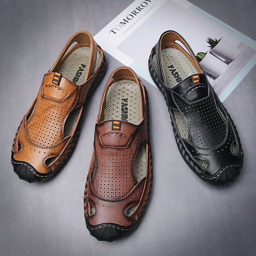 Herren Atmungsaktive Leder Freizeitschuhe mit rutschfester Sohle EB