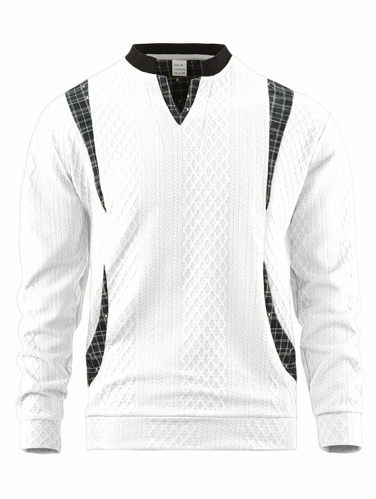 Herren Strickpullover mit modischen Karoelementen EB