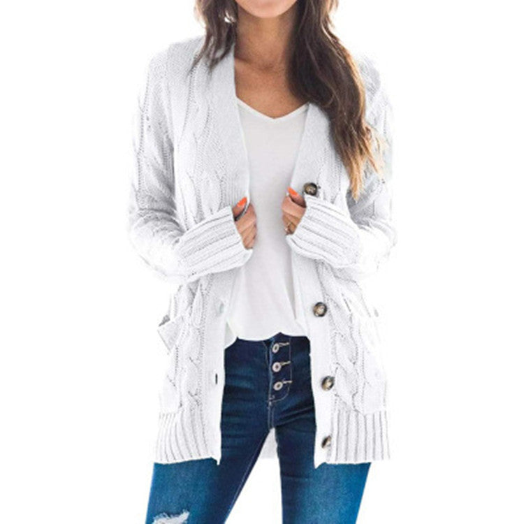 Damen Grobstrick-Cardigan mit aufwendigem Zopfmuster und praktischen Taschen EB