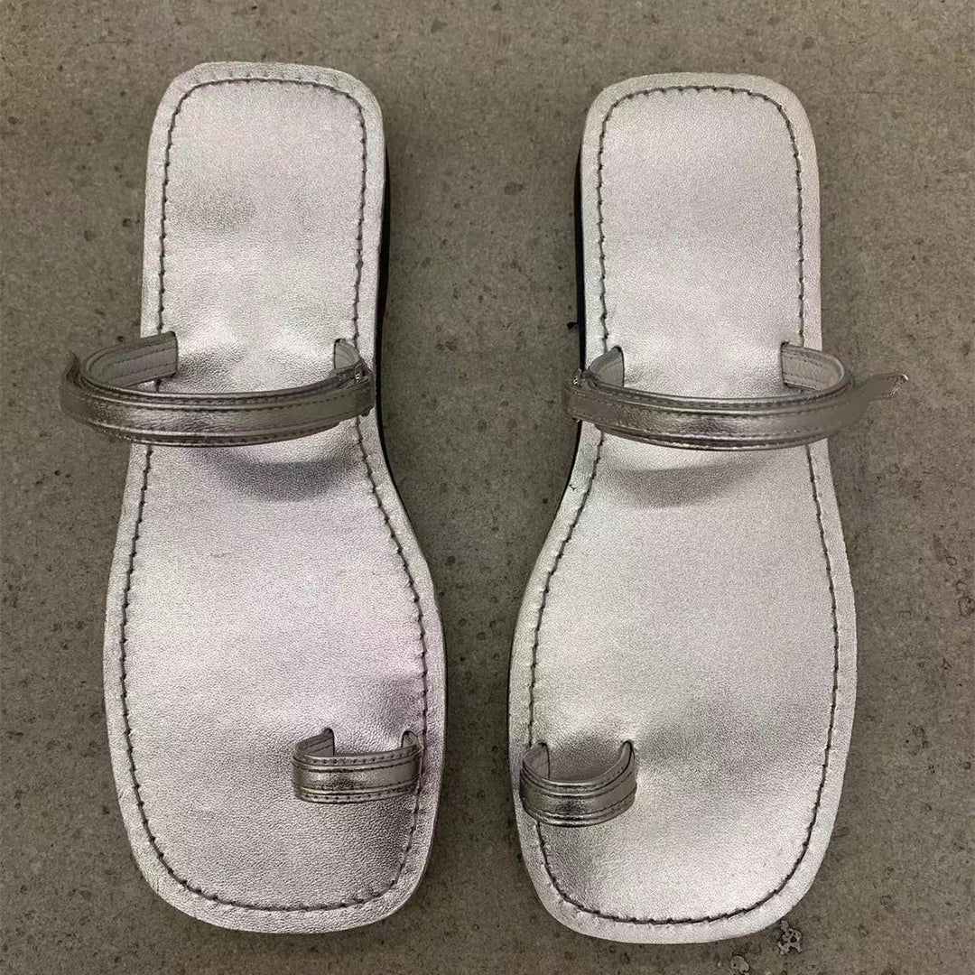 Damen eleganten Zehentrenner-Sandalen mit modischem Riemendesign und komfortablem Fußbett EB