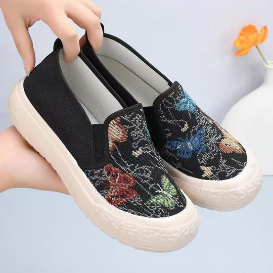 Damen Slip-On Schuhe mit buntem Schmetterlingsmotiv EB