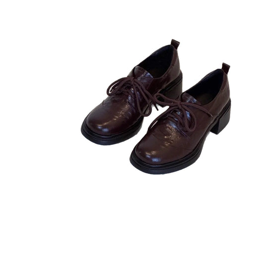 Damen Elegante Schnürschuhe mit modernem Blockabsatz und glänzender Oberfläche EB