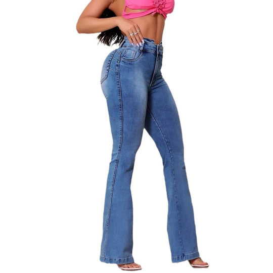 Damen Flared Jeans mit hohem Bund und figurbetontem Schnitt EB