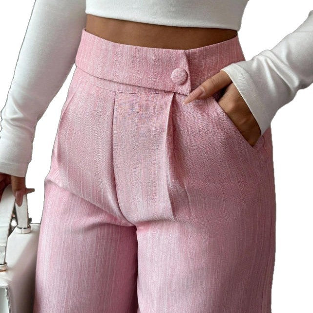 Damen Hoch taillierte, elegante und weiche Hose EB