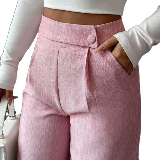 Damen Hoch taillierte, elegante und weiche Hose EB