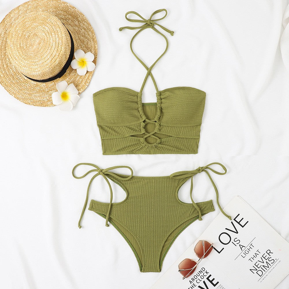 Damen Bikini-Set mit raffiniertem Rippendesign und verstellbarem Bindesystem EB