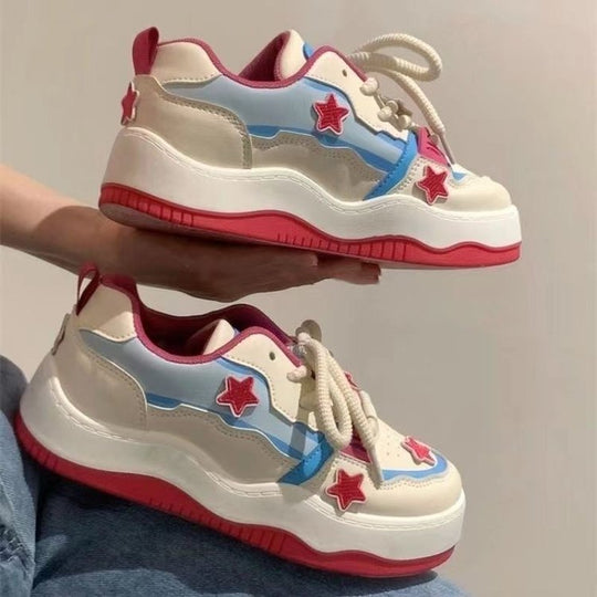 Damen Sportliche Sneakers mit auffälligem Sternen-Design und rutschfester Sohle EB