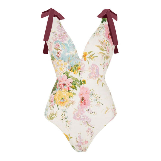 Damen Badeanzug mit floralem Design und schicker Wickelhose EB