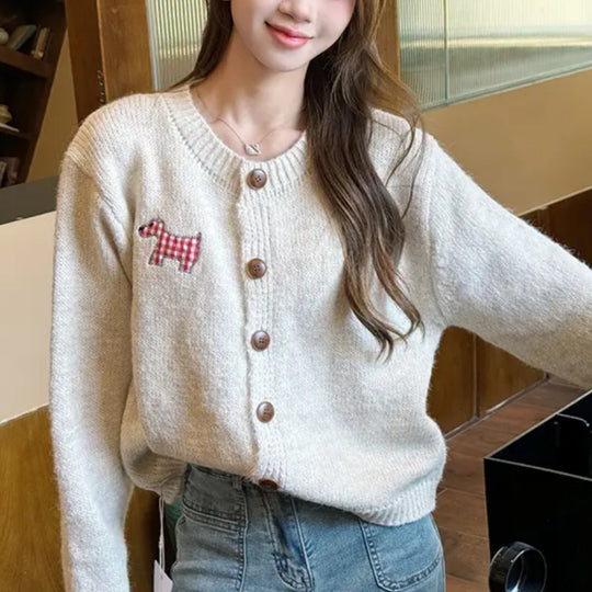 Damen Lässiger Strickcardigan mit Knopfdetail EB