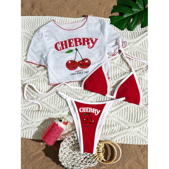 Damen Crop-Top Bikini-Set mit sportlichem Schnitt und Brasil-Print EB