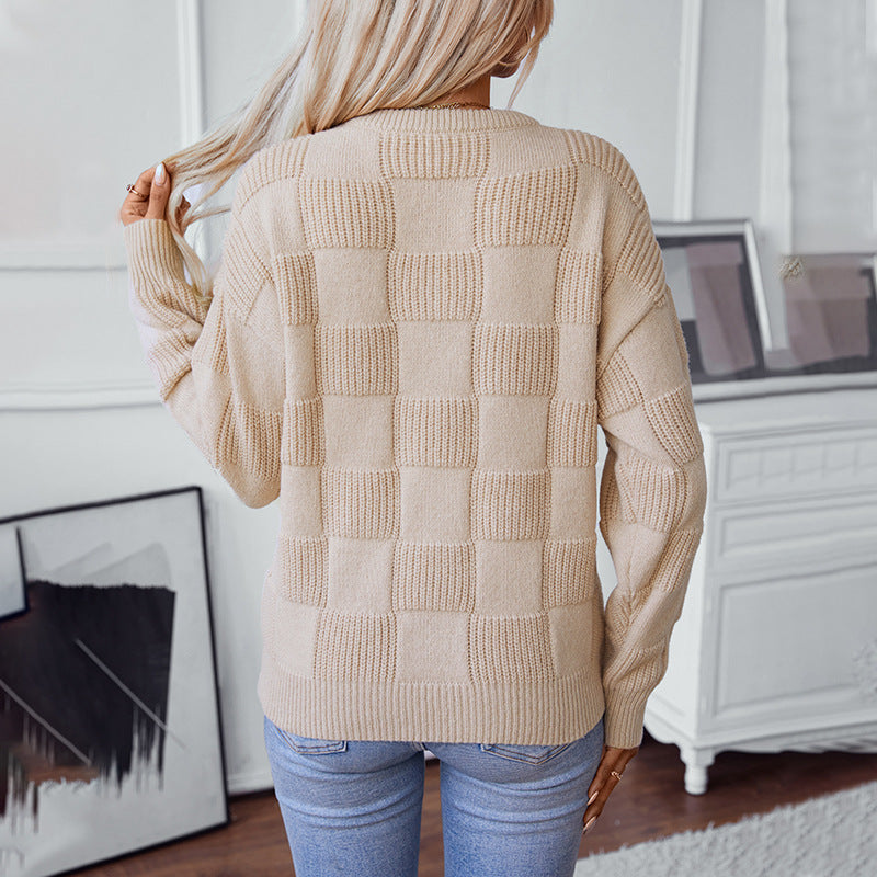 Damen gemusterter Strickpullover mit Panoramadesign und kuscheliger Haptik EB