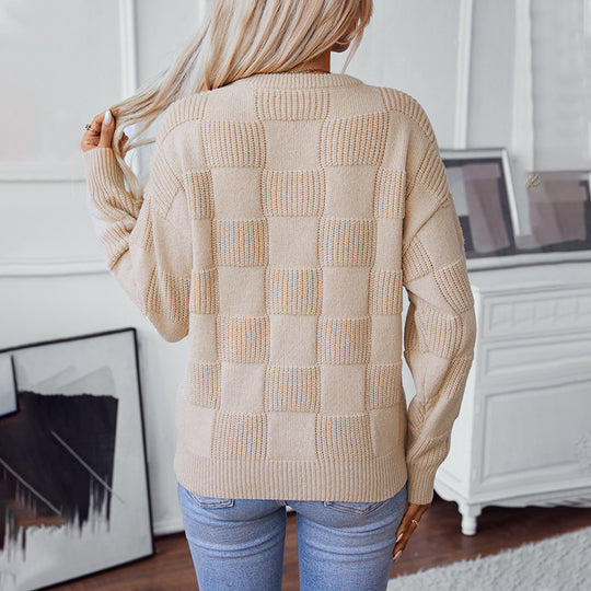 Damen gemusterter Strickpullover mit Panoramadesign und kuscheliger Haptik EB