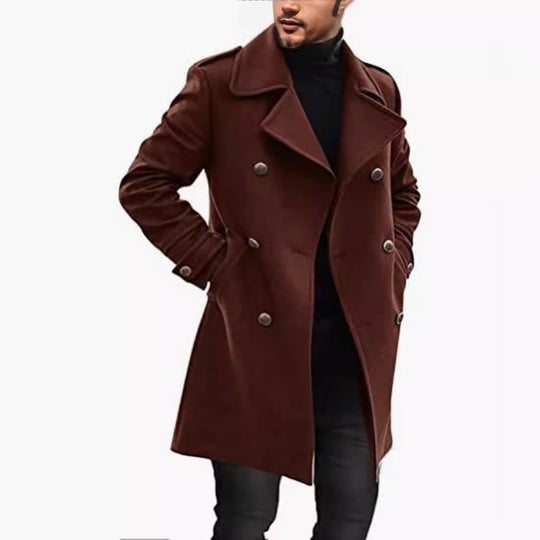 Herren eleganter, doppelreihiger Wollmantel EB
