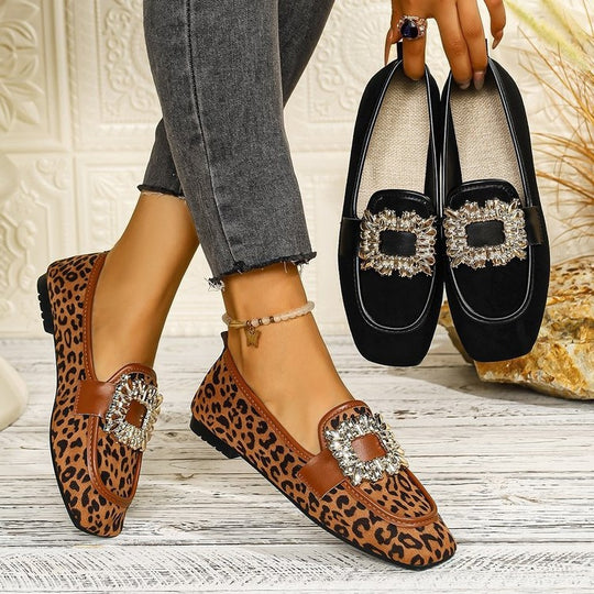 Damen elegante Ballerinas mit funkelnder Schmuckapplikation EB