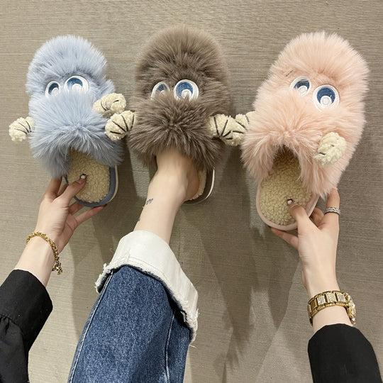 Damen Flauschige Hausschuhe mit tierischem Design EB