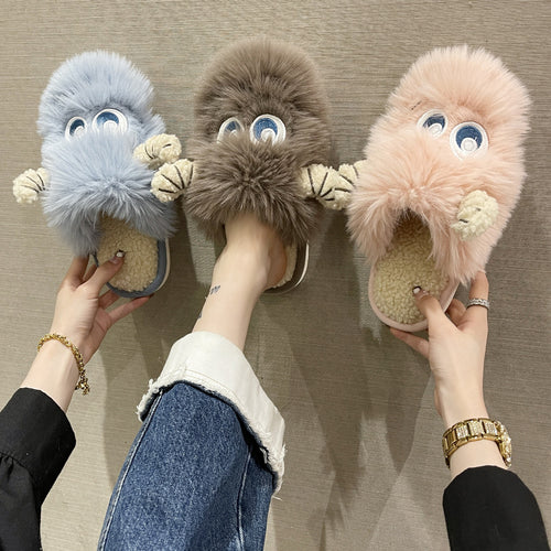 Damen Flauschige Hausschuhe mit tierischem Design EB