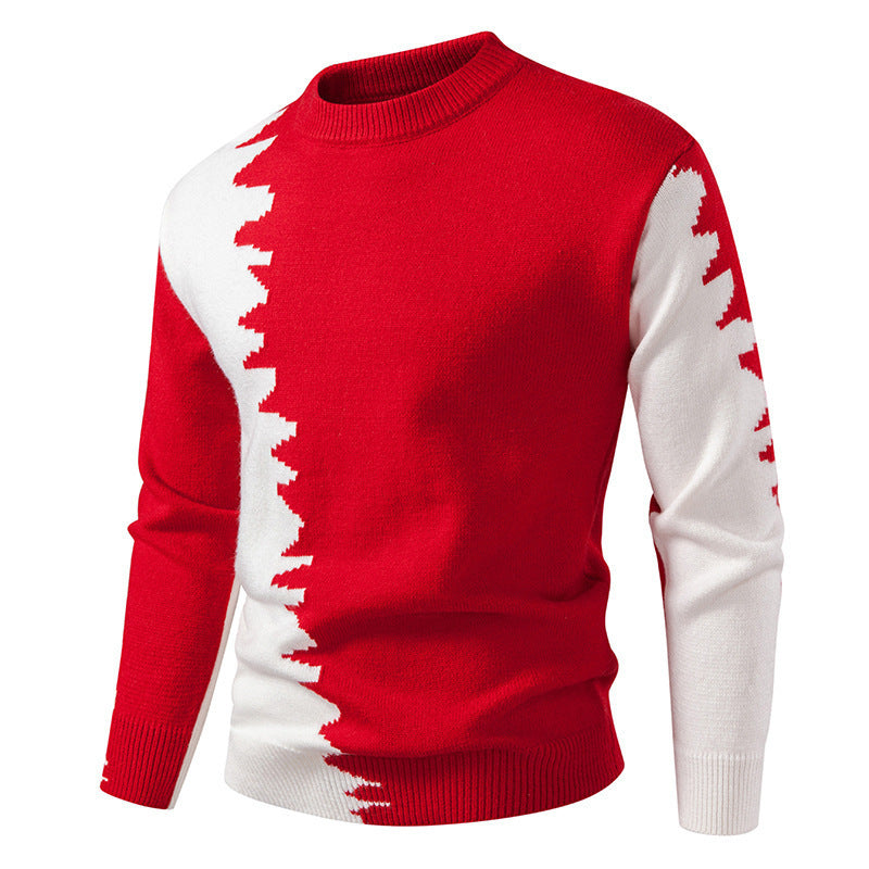 Herren Strickpullover mit kreativem Farbverlauf und klassischem Rundhalsausschnitt EB