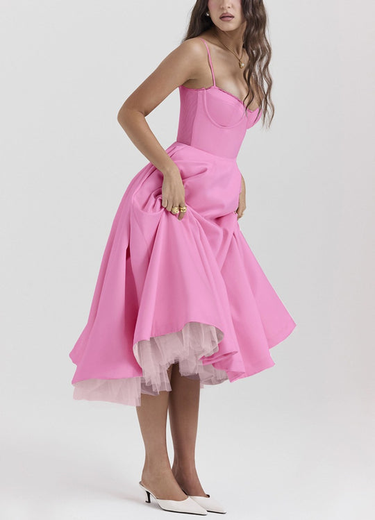 Damen nan Bustierkleid mit geformtem Mieder, weichem Tellerrock, integriertem Tüll-Unterzug und Eingrifftaschen EB