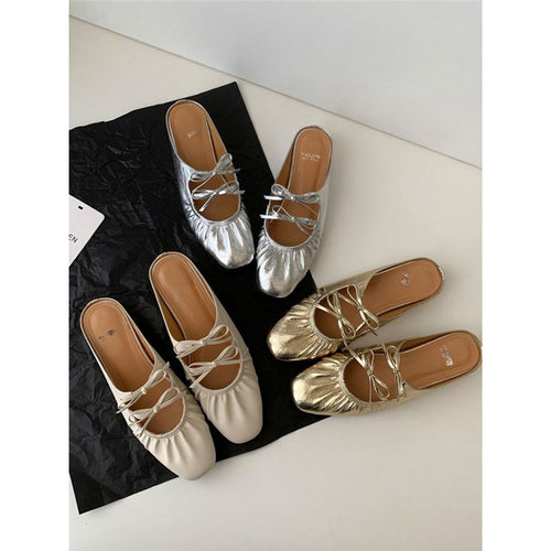 Damen elegante Mules mit raffiniertem Schnür-Design EB