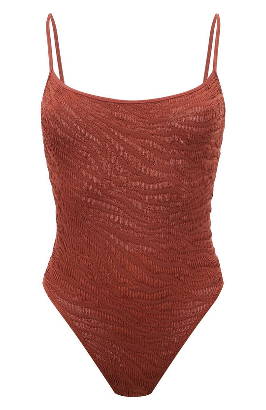 Damen Einteiliger Badeanzug mit strukturiertem Zebra-Muster EB