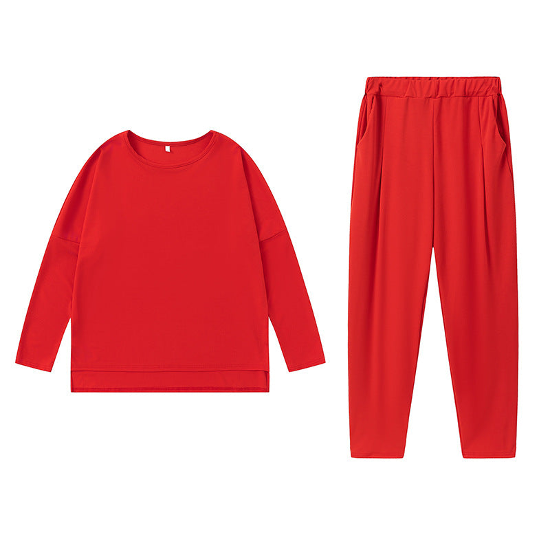 Damen Sportliches Sweat-Outfit mit elastischem Bund und geräumigen Taschen EB