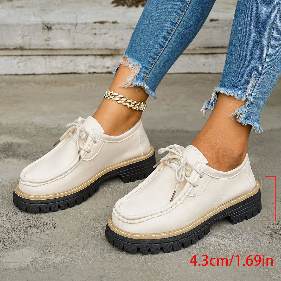 Damen bequeme Leder-Schnürschuhe mit rutschfester Sohle und praktischer Schnürung EB
