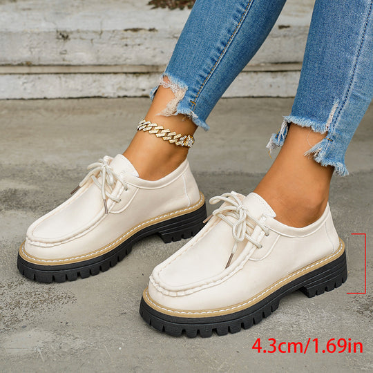 Damen bequeme Leder-Schnürschuhe mit rutschfester Sohle und praktischer Schnürung EB