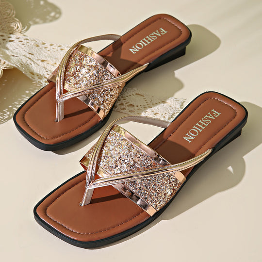 Damen Glitzernde Flip-Flops mit modischem Design EB