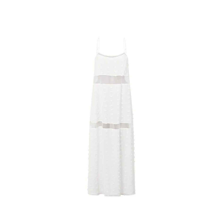 Damen Transparentes Maxikleid mit verspielten 3D-Punktdetails EB