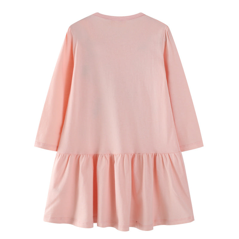 Mädchen Sweatkleid mit buntem Einhorn-Design und Glitzerapplikationen EB