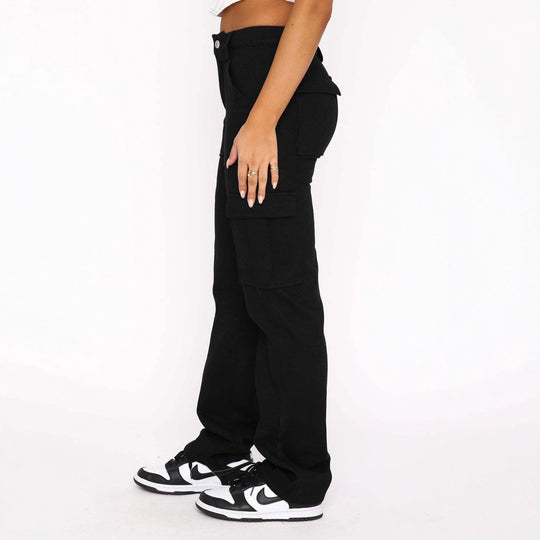 Damen Cargo-Style Hose mit hohen Taschen und entspannter Passform EB