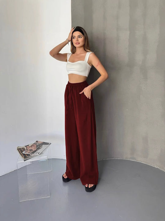 Damen Elegante und fließende Palazzo-Hose EB