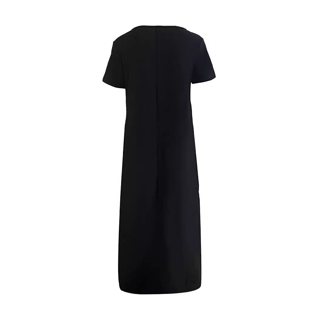 Damen Oversized T-Shirt-Kleid mit grafischem Druck und praktischen Taschen EB