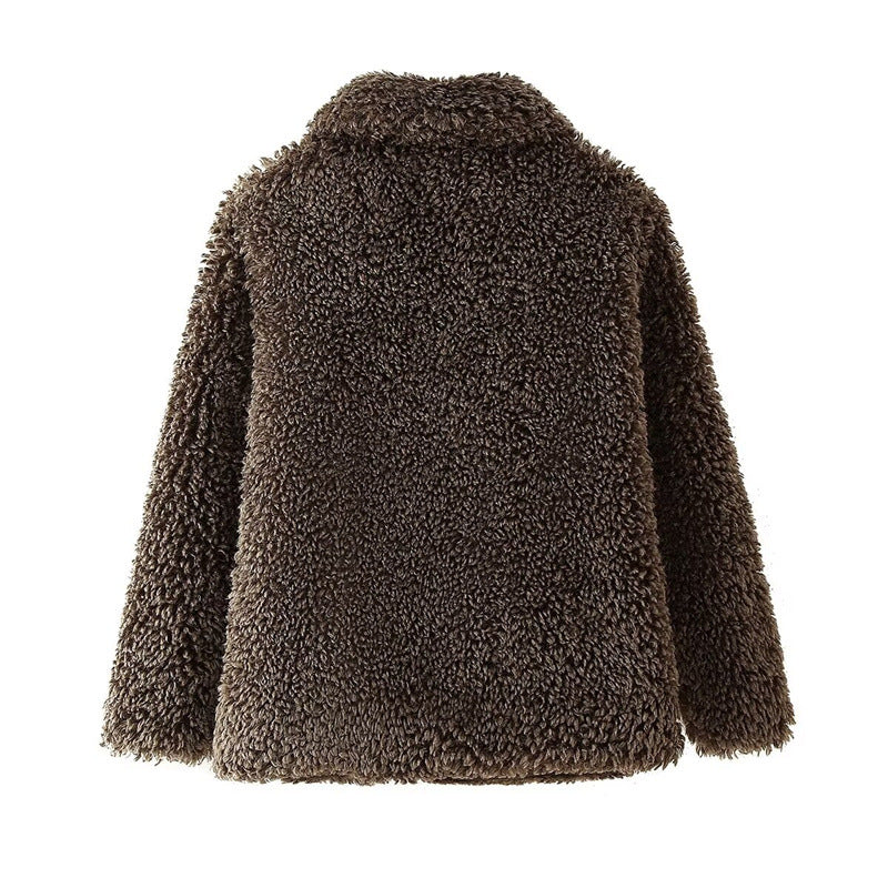 Damen Teddyfelljacke mit stylischem Kragen EB