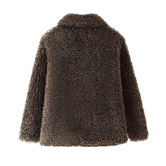 Damen Teddyfelljacke mit stylischem Kragen EB