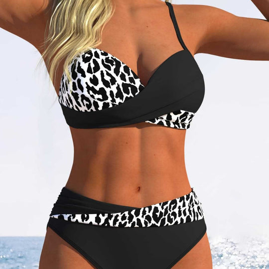 Damen Bikini-Set mit raffiniertem Wickel-Oberteil und hoher Taille EB
