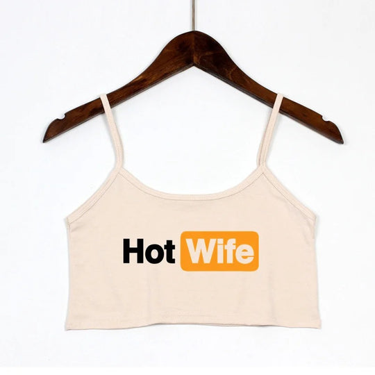 Damen Crop-Top mit modernen Schriftzügen und verstellbaren Trägern EB