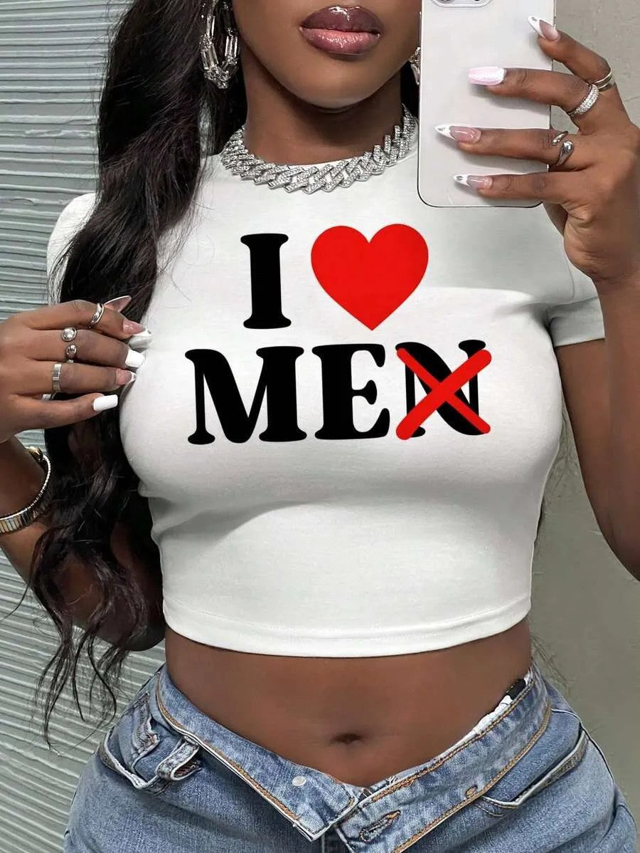 Damen Crop-Top mit künstlerischem Statement-Druck EB