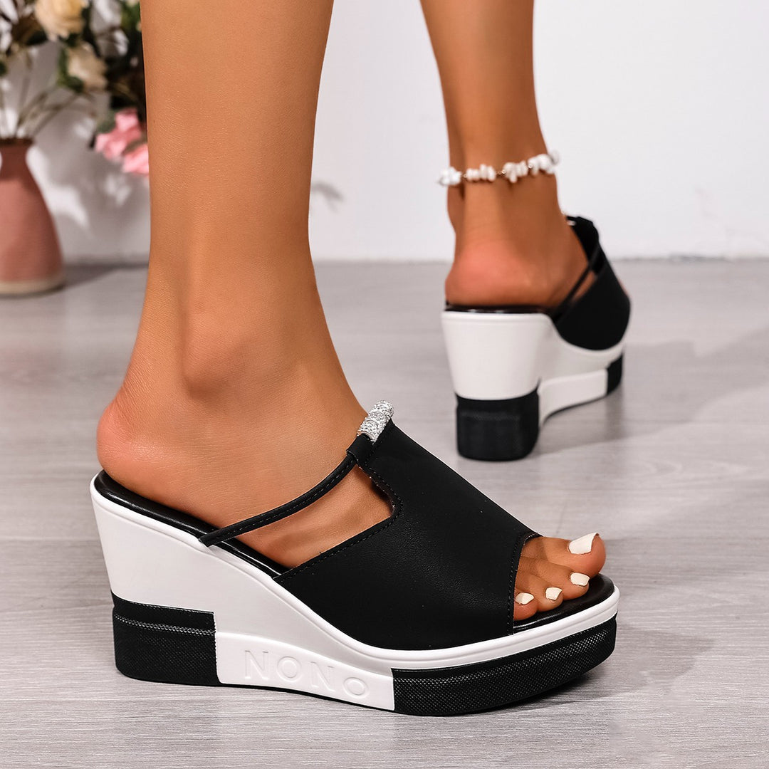 Damen Offen Zeh Wedge-Sandalen EB