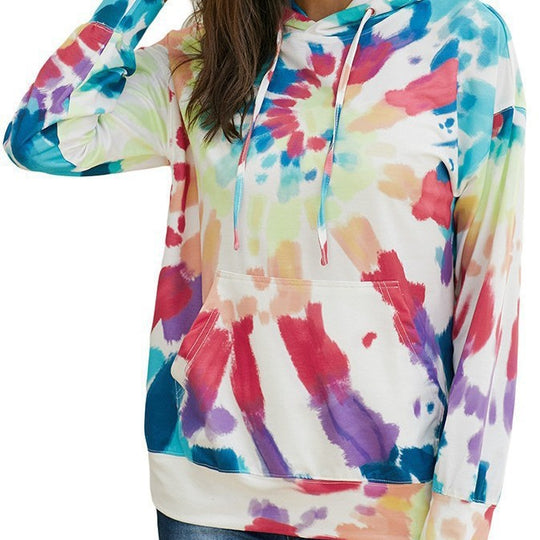 Damen lässiger Kapuzenpullover im einzigartigen Tie-Dye-Design EB