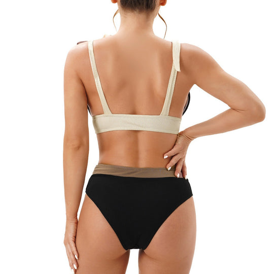 Damen Bikini-Set mit tiefem V-Ausschnitt und verstellbaren Trägerschleifen EB