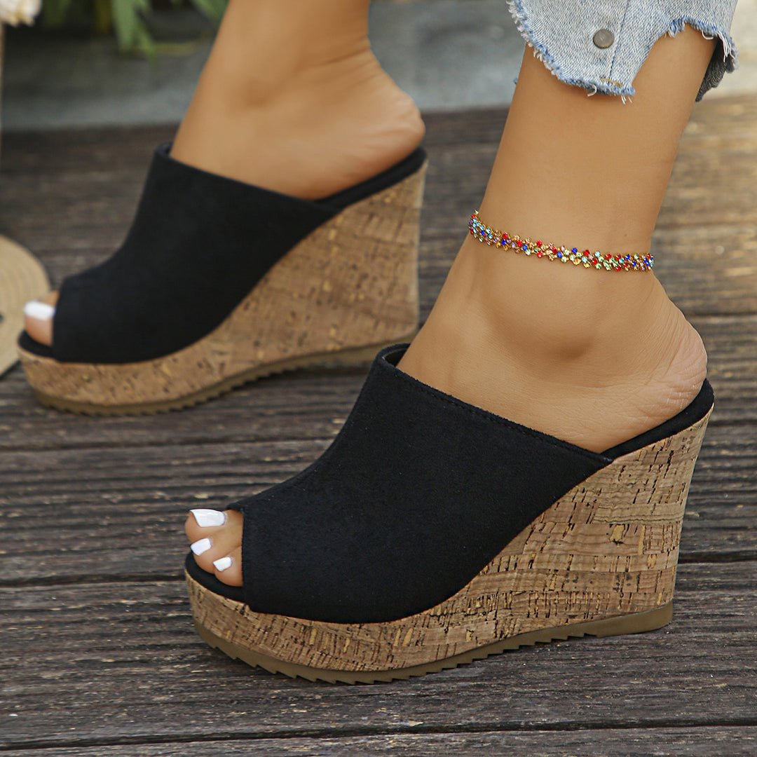 Damen Wedge-Pantoletten mit modischem Kork-Design und weichem Obermaterial EB