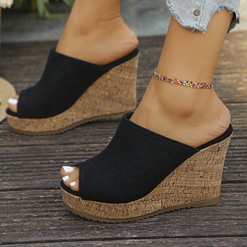 Damen Wedge-Pantoletten mit modischem Kork-Design und weichem Obermaterial EB