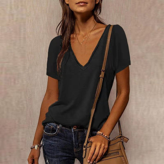 Damen V-Ausschnitt T-Shirt EB
