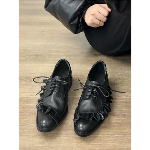 Damen elegante Schnürschuhe mit Rüschendetails EB