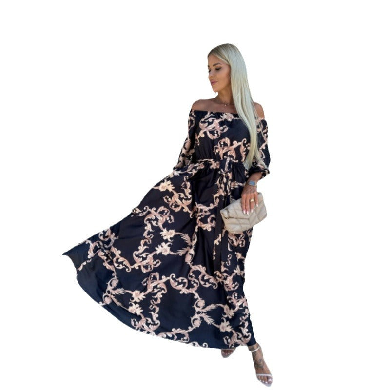 Damen Maxikleid mit off-shoulder Design und voluminösen Ärmeln EB