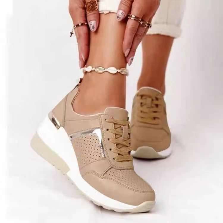 Damen modische Plateau-Sneaker mit atmungsaktiver Mesh-Oberfläche und komfortablem Fußbett EB