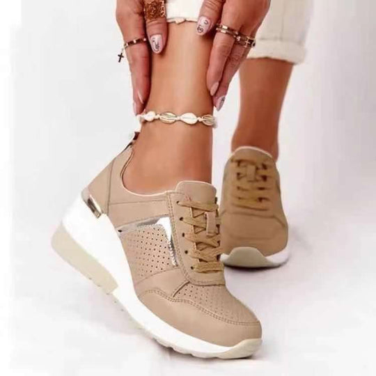 Damen modische Plateau-Sneaker mit atmungsaktiver Mesh-Oberfläche und komfortablem Fußbett EB