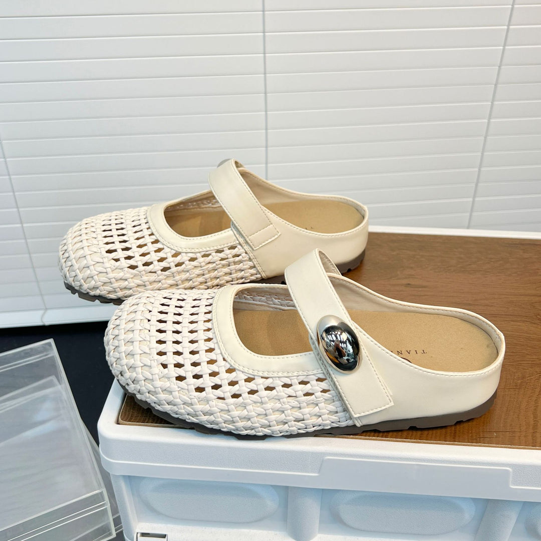 Damen Komfort Clogs mit modischem Flechtmuster und verstellbarem Riemen EB